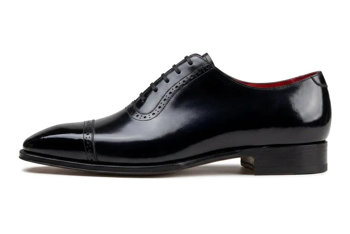 Handmade Black Leather style,s oxford Lace Up Office wear Wedding, Red Sole
