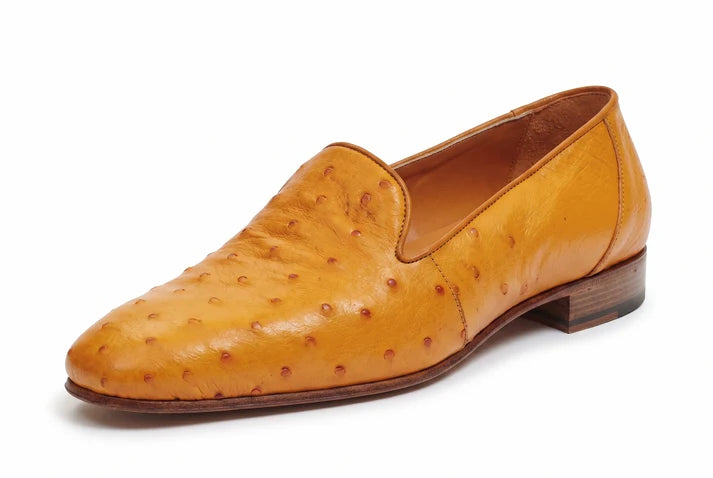 Handmade Ostrich skin texture Leather Slip-On Shoes for Men |CpaBossFootwear