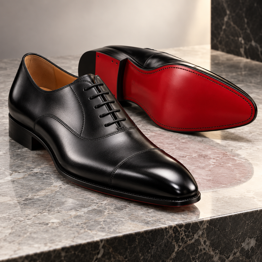 CpaBossAffiliate — Handmade Calf Leather Oxfords, Black & Red Sole