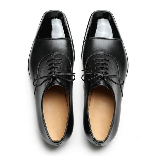 Black Calf Leather Cap Toe Oxford Dress Shoes for Men