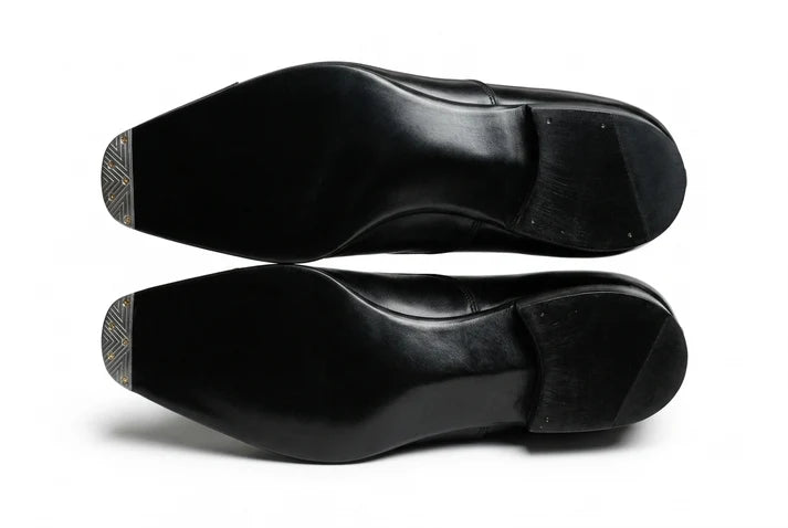 Black Calf Leather Cap Toe Oxford Dress Shoes for Men