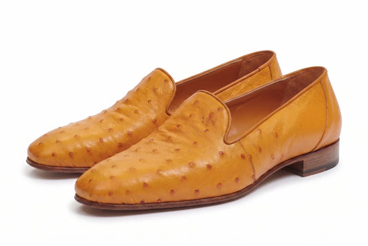 Handmade Ostrich skin texture Leather Slip-On Shoes for Men |CpaBossFootwear