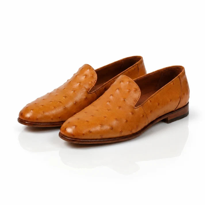 Handmade Ostrich skin texture Leather Slip-On Shoes for Men |CpaBossFootwear