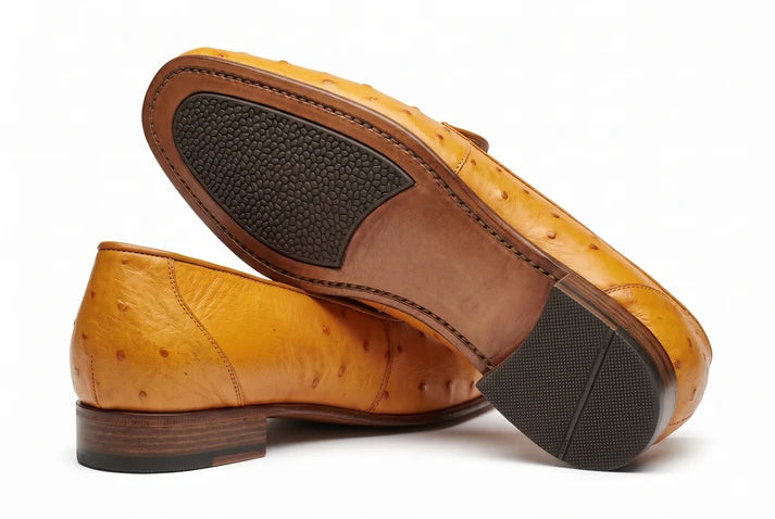 Handmade Ostrich skin texture Leather Slip-On Shoes for Men |CpaBossFootwear